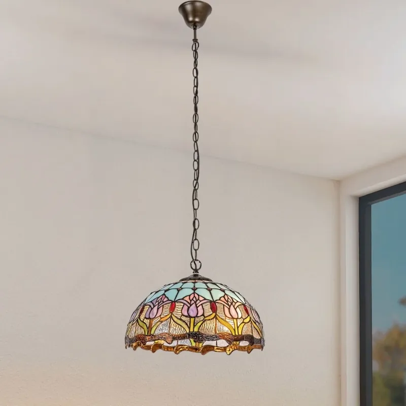 Sezónní Sleva Brilagi - Tiffany vitrážový lustr na řetězu LORAS 2xE27/60W/230V