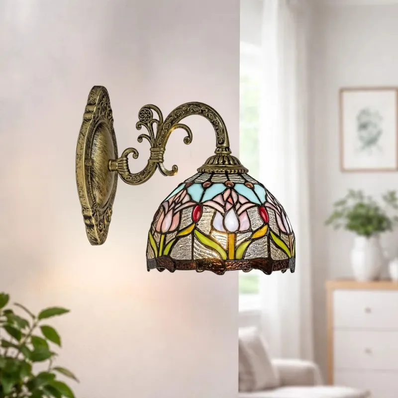 Poslední Šance Brilagi - Tiffany vitrážová nástěnná lampa LORAS 1xE27/40W/230V
