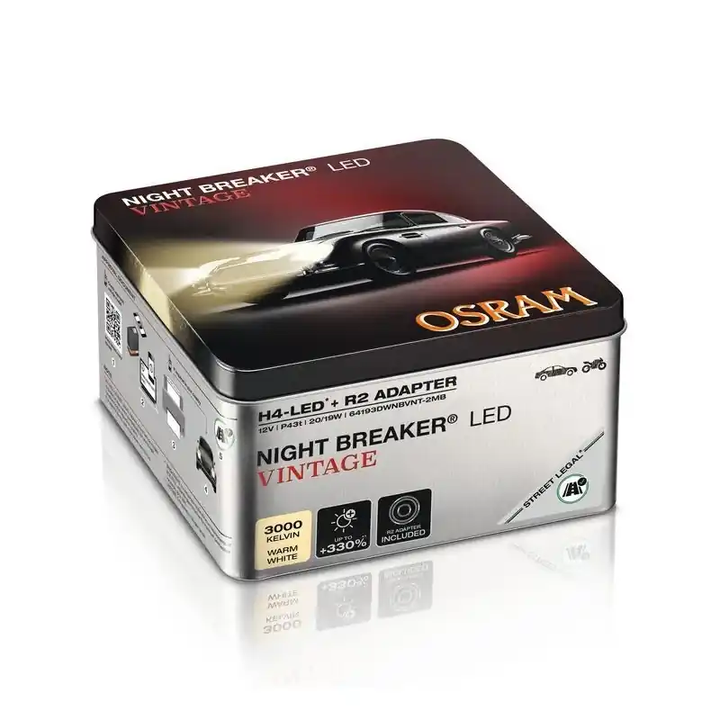 Jen Po Omezenou Doba SADA 2x LED Autožárovka NIGHT BREAKER VINTAGE H4 P43T/20W/12V 3000K - Osram
