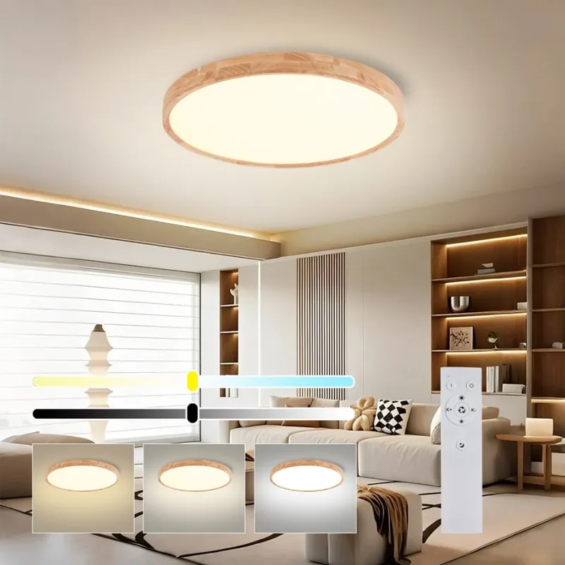 Tovární Cena Brilagi - LED Stmívatatelné stropní svítidlo WOODROUND LED/40W/230V 3000-6000K pr. 60 cm dřevo CRI 90 + dálkové ovládání