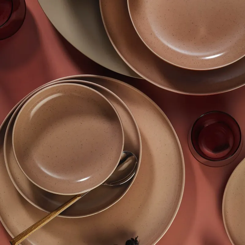 Jídelní sada 16 ks hnědá/béžová/porcelán Expresní Doručení