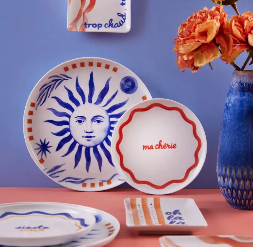 Must-Have Jídelní sada 12 ks červená/modrá/bílá/porcelán