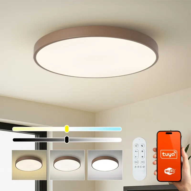 Omezená Nabídka Brilagi - LED Stmívatelné svítidlo POOL SMART LED/100W/230V pr. 80 cm 3000-6000K Wi-Fi Tuya + dálkové ovládání hnědá