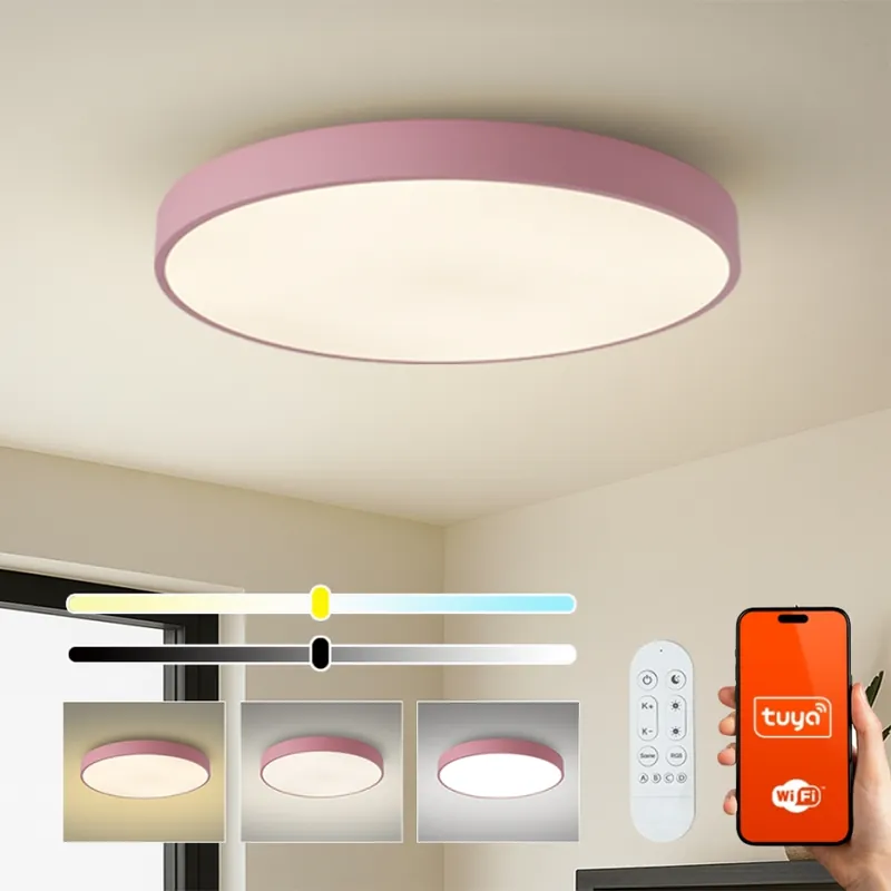 Nová Kolekce Brilagi - LED Stmívatelné svítidlo POOL SMART LED/100W/230V pr. 80 cm 3000-6000K Wi-Fi Tuya + dálkové ovládání růžová