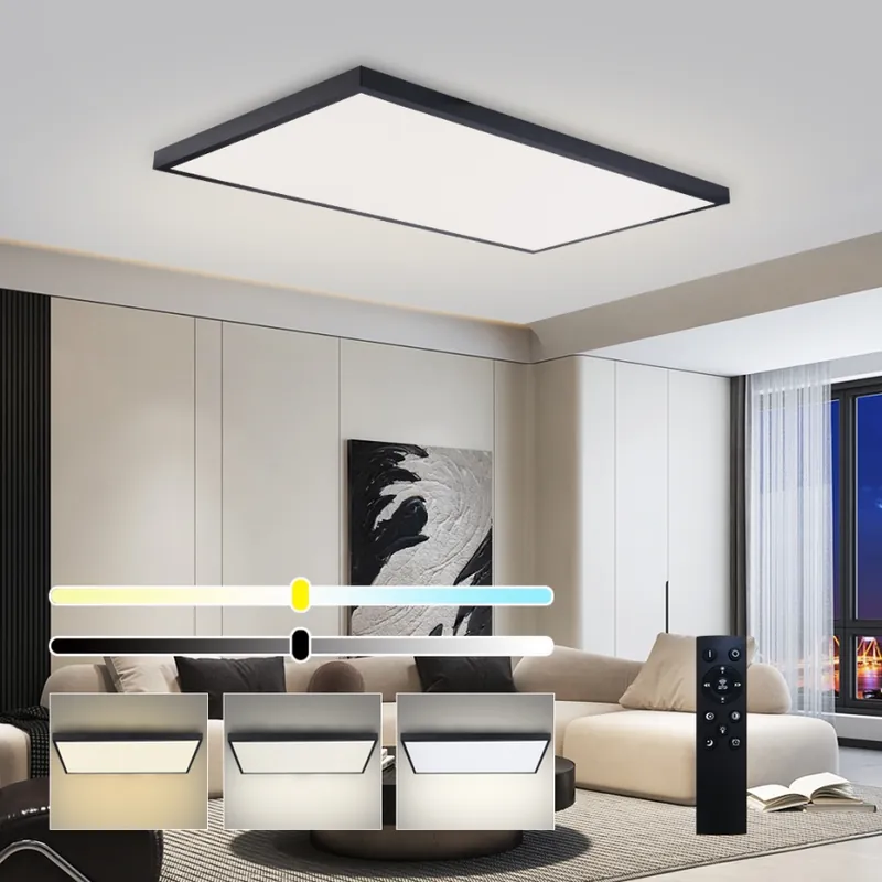 Brilagi - LED Stmívatelné koupelnové stropní svítidlo FRAME SMART LED/96W/230V 120x60 cm 3000-6000K IP44 černá + dálkové ovládání Must-Have