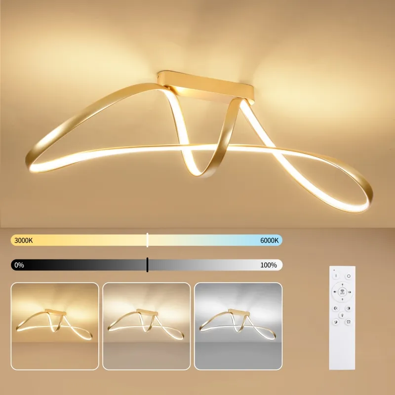 Brilagi - LED Stmívatelný přisazený lustr TWISTER LED/60W/230V 3000-6000K zlatá + dálkové ovládání Oblíbený