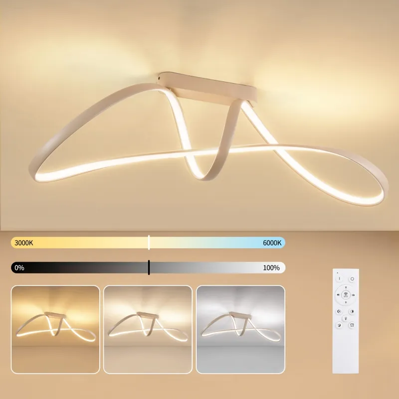 Brilagi - LED Stmívatelný přisazený lustr TWISTER LED/60W/230V 3000-6000K béžová + dálkové ovládání Levný