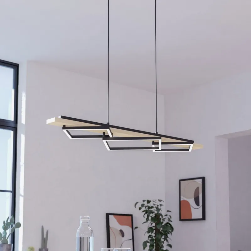 Značkový Eglo - LED Stmívatelný lustr na lanku 2xLED/13W/230V + LED/16W černá/béžová
