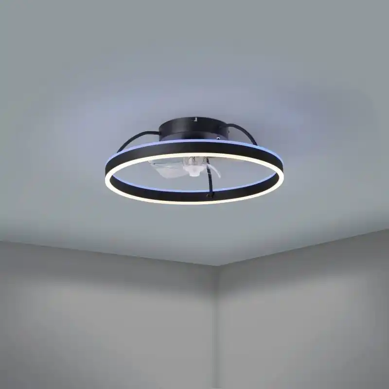 Speciální Cena Eglo - LED RGBW Stmívatelný stropní ventilátor LED/36W/230V 3000-6500K pr. 50 cm černá + dálkové ovládání