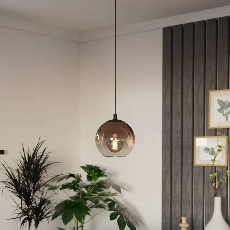 Nejlepší Volba Eglo - Lustr na lanku 1xE27/60W/230V černá/béžová/kouřová