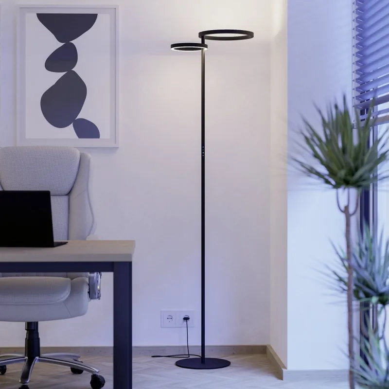 Poslední Šance Eglo - LED Stmívatelná stojací lampa LED/16W/230V + LED/12W černá