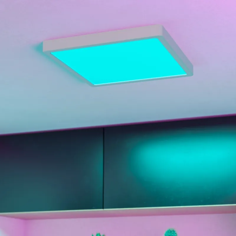 Nová Kolekce Eglo - LED RGBW Stmívatelné koupelnové stropní svítidlo LED/13,5W/230V 2700-6500K 29,5x29,5 cm IP44 bílá