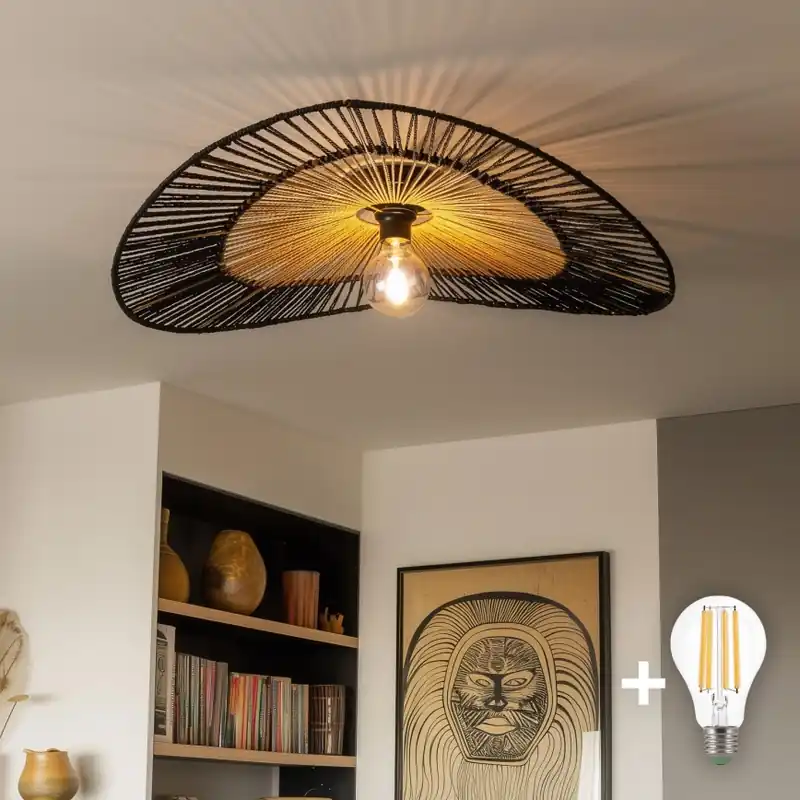 Finální Výprodej Brilagi - LED Přisazený lustr CERIA BOHO 1xE27/40W/230V pr. 50 cm černá/hnědá/dub
