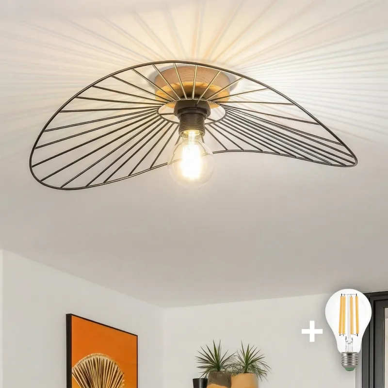 Speciální Cena Brilagi - LED Přisazený lustr CERIA WIRE 1xE27/40W/230V 40x56 cm černá/dub