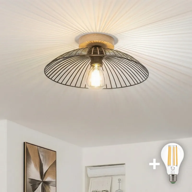 Brilagi - LED Přisazený lustr CERIA WIRE 1xE27/40W/230V pr. 38 cm černá/dub Top Prodej