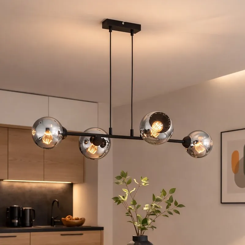 Akční Nabídka Brilagi - Lustr na lanku DIOR 4xE27/60W/230V černá/kouřová šedá