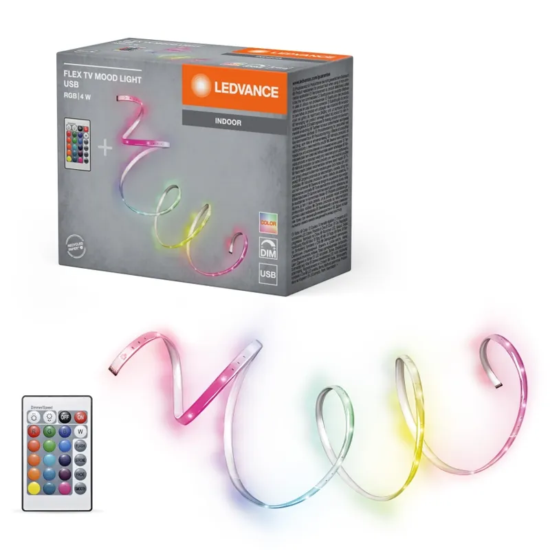 Ihned K Objednání Ledvance - LED RGB Stmívatelný pásek FLEX TV MOOD 1m LED/4W/5V + dálkové ovládání