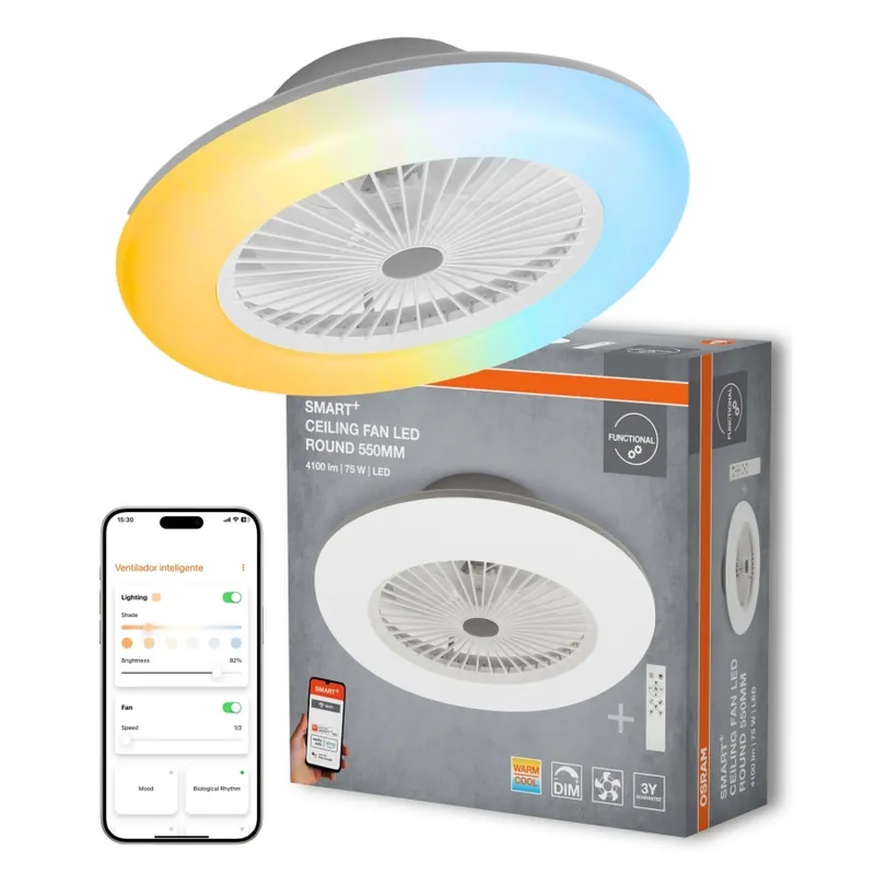 Osram - LED Stmívatelné stropní svítidlo s ventilátorem SMART+ LED/75W/230V 3000-6500K Wi-Fi + dálkové ovládání Expresní Doručení