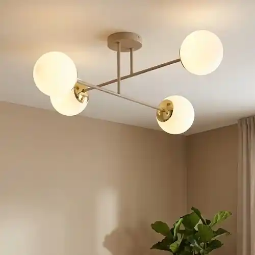 Horká Nabídka Brilagi - Přisazený lustr MILO ECRU 4xE27/60W/230V béžová/zlatá