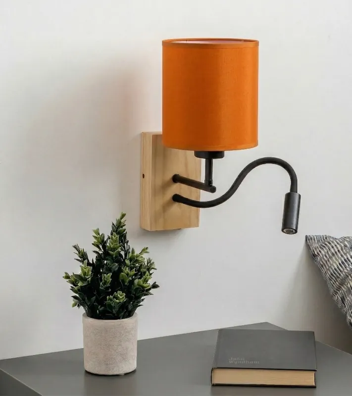 Nejprodávanější Brilagi - LED Flexibilní nástěnná lampa NUBILA WOOD 1xE27/25W/230V + LED/3W dub/černá/oranžová