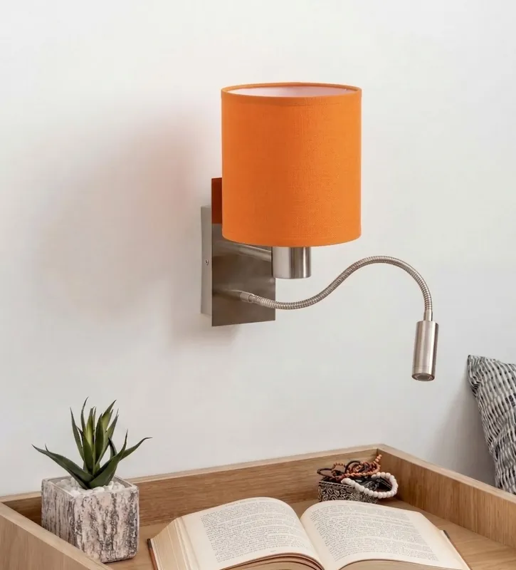 Brilagi - LED Flexibilní nástěnná lampa NUBILA 1xE27/25W/230V + LED/3W matný chrom/oranžová Oblíbený
