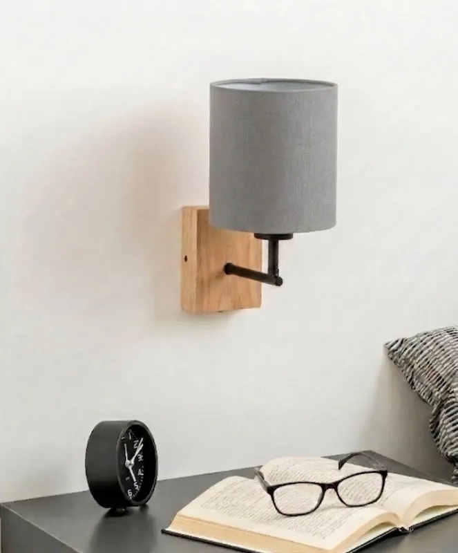 Brilagi - Nástěnná lampa NUBILA WOOD 1xE27/25W/230V dub/černá/světle šedá Nejlepší Cena