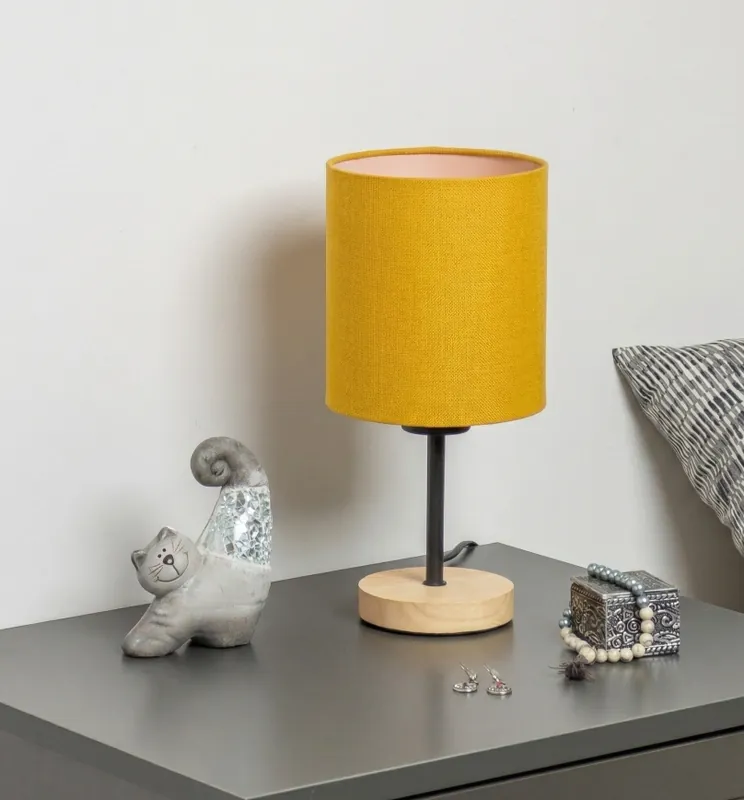Brilagi - Stolní lampa NUBILA WOOD 1xE27/25W/230V dub/černá/žlutá Nová Kolekce