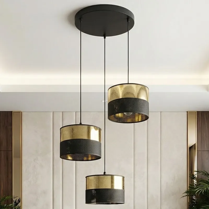 Vrácení Zdarma Lustr na lanku LUX 3xE27/15W/230V černá/zlatá