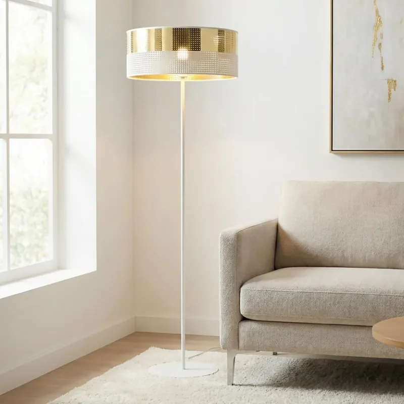 Stojací lampa LUX 1xE27/15W/230V bílá/zlatá Akční Cena