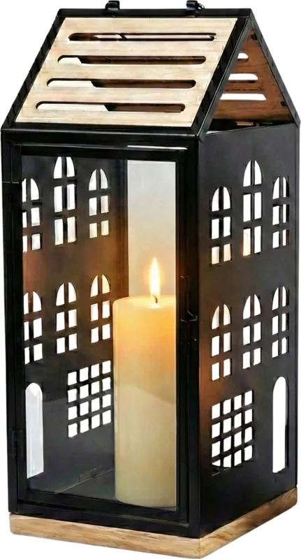 Dekorační lucerna HOME 47,5 cm černá/béžová Akční Nabídka
