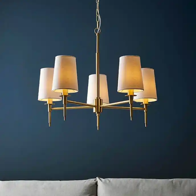 Akce Endon 99458 - Lustr na řetězu 5xE14/6W/230V zlatá/bílá