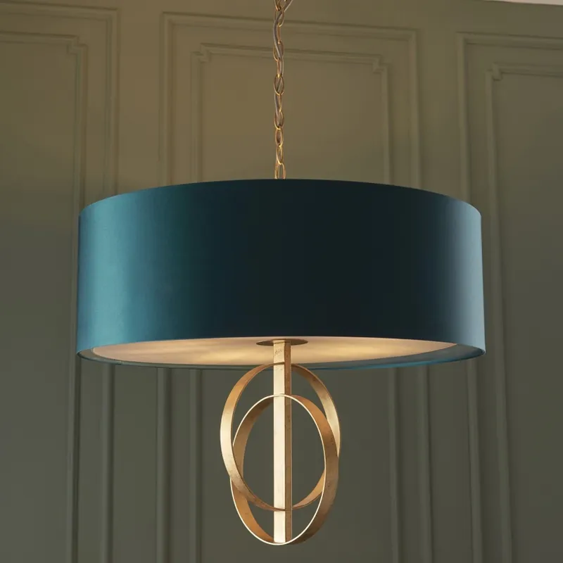 Endon 95219 - Lustr na řetězu 5xE27/10W/230V pr. 70 cm modrá/mosaz Poslední Šance