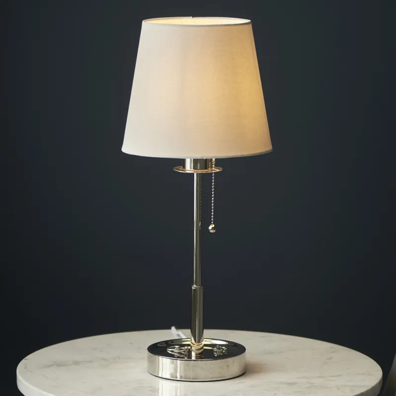 Endon 99596 - Stolní lampa 1xE27/10W/230V bílá/lesklý chrom Časově Omezené