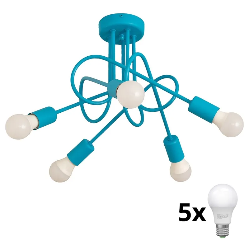 Oblíbený LED Dětský přisazený lustr OXFORD 5xE27/15W/230V modrá