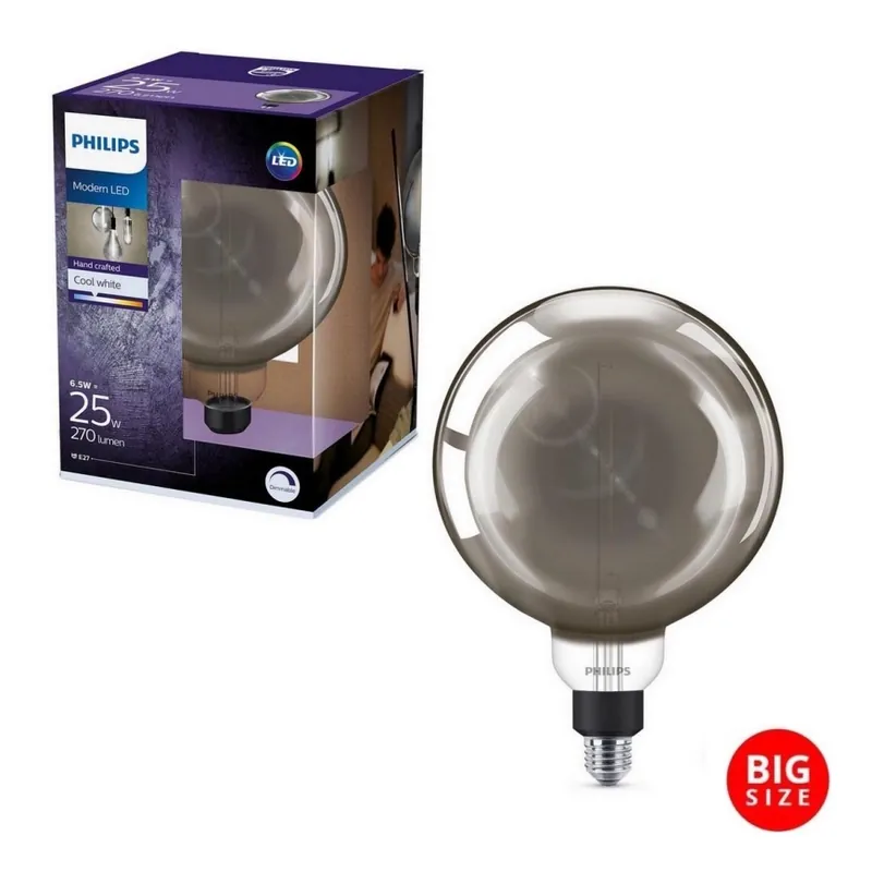 Poslední Šance LED Stmívatelná žárovka SMOKY VINTAGE Philips G200 E27/6,5W/230V 4000K