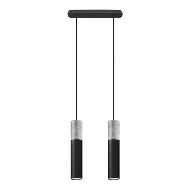 Lustr na lanku BORGIO 2xGU10/40W/230V beton/kov černá Akční Cena