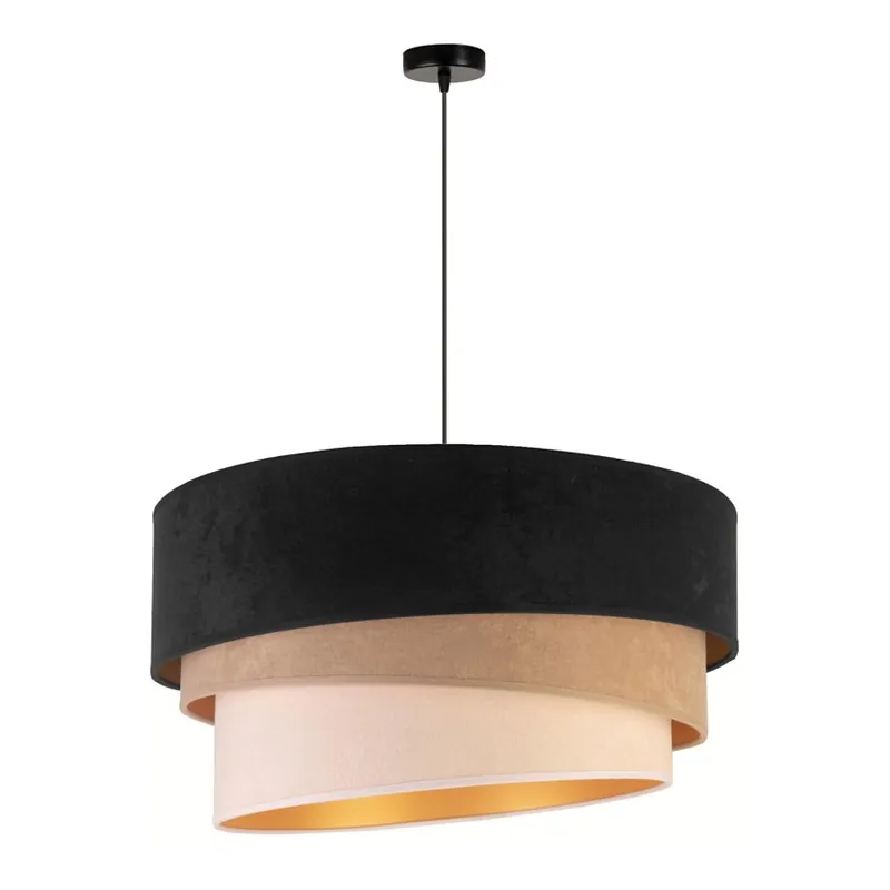 Speciální Cena Duolla - Lustr na lanku DEVON 1xE27/40W/230V pr. 45 cm černá/béžová
