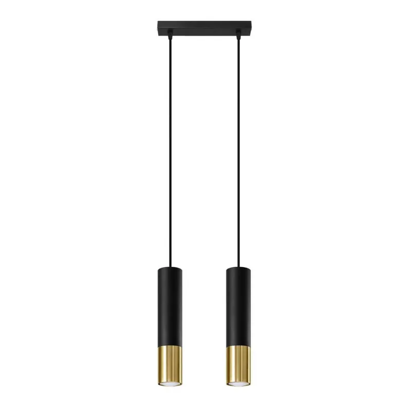 Lustr na lanku LOOPEZ 2xGU10/10W/230V černá/zlatá Víkendová Akce