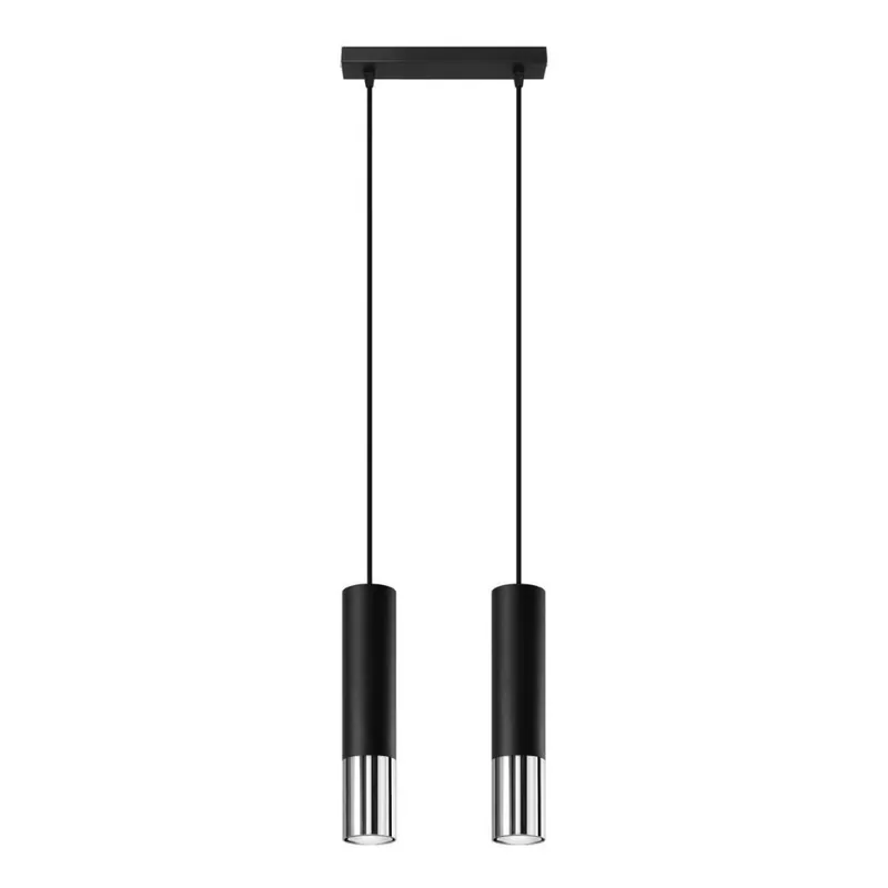 Nejlepší Cena Lustr na lanku LOOPEZ 2xGU10/10W/230V černá/lesklý chrom