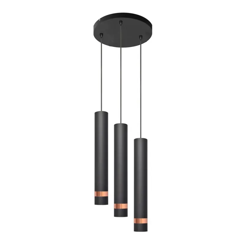 LED Lustr na lanku TUBA 3xGU10/4,8W/230V černá/měděná Levný