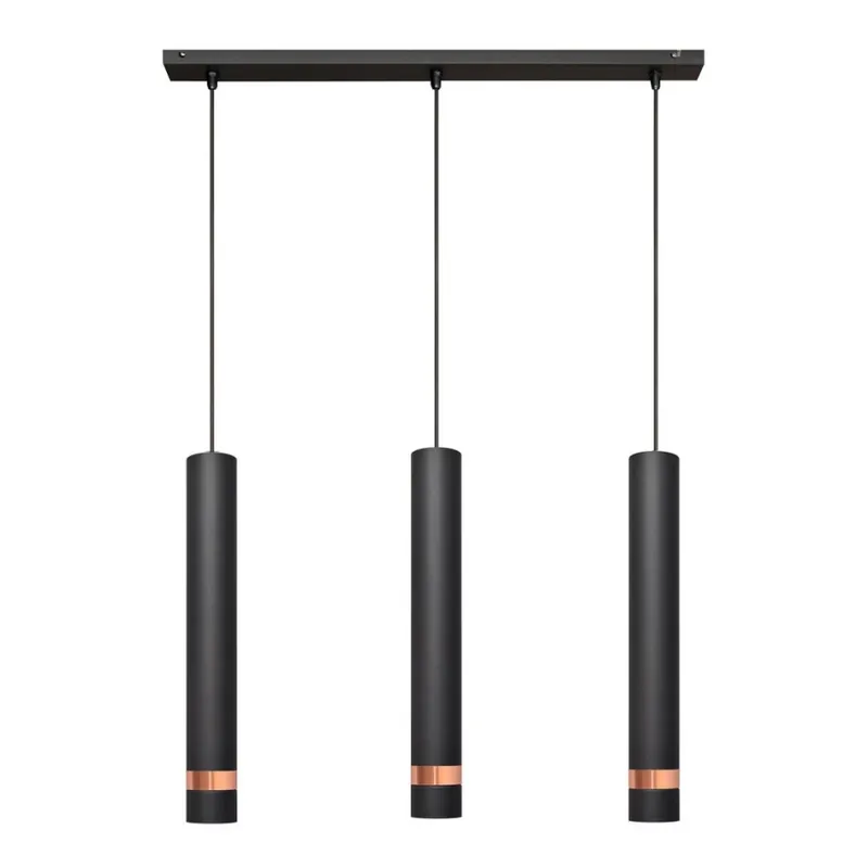 LED Lustr na lanku TUBA 3xGU10/4,8W/230V černá/měděná Nejlepší Volba
