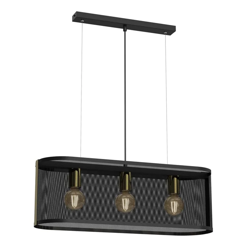 Rychlé Dodání Lustr na lanku KAGA 3xE27/60W/230V černá/zlatá