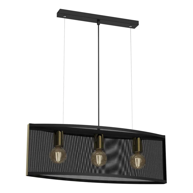 Lustr na lanku KAGA 3xE27/60W/230V černá/zlatá Bezpečná Platba