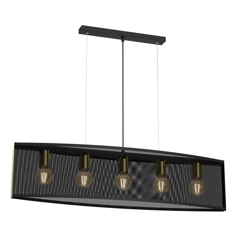 Lustr na lanku KAGA 5xE27/60W/230V černá/zlatá Hit Sezóny