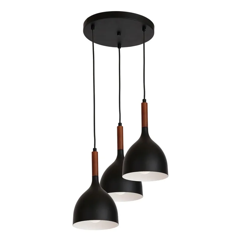 Must-Have Lustr na lanku NOAK WOOD 3xE27/15W/230V černá/buk