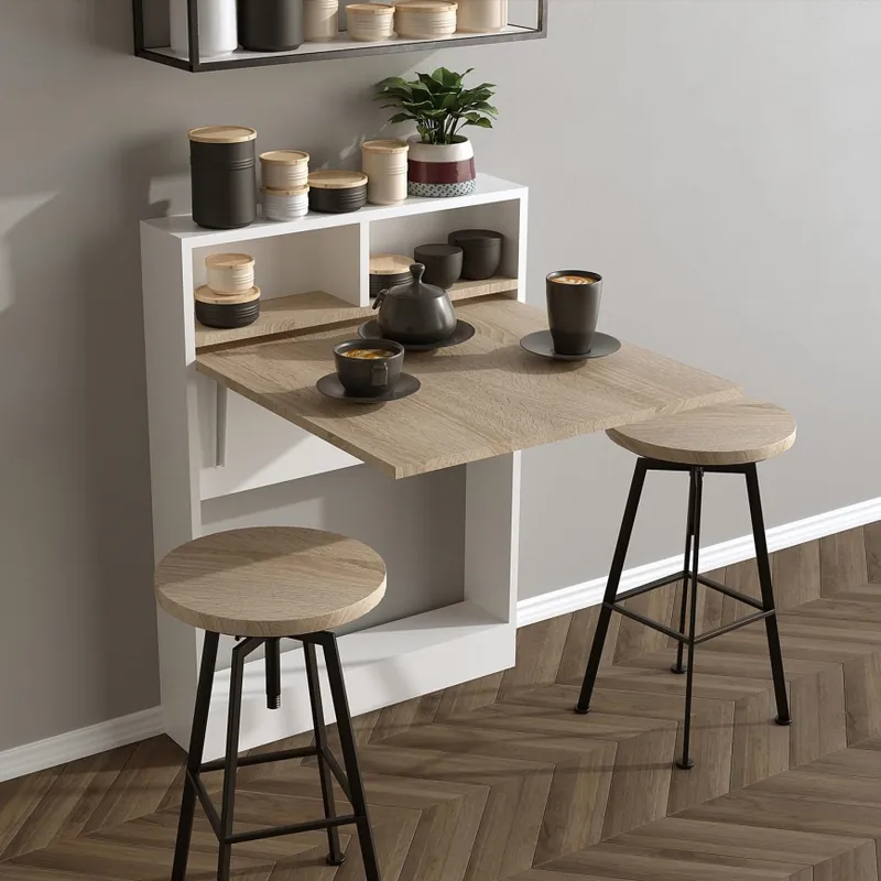Novinka Skládací stolek BRACKED 70x15 cm 70x71cm bílá/hnědá