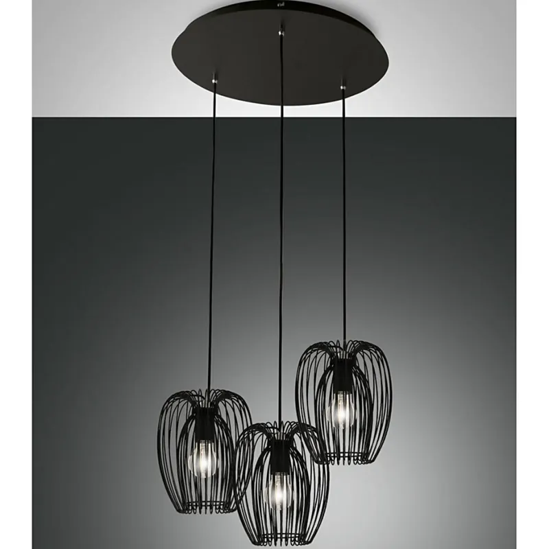 Fabas Luce 3677-47-101 - Lustr na lanku CAMP 3xE27/40W/230V černá Cenově Výhodný