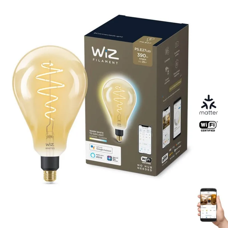 LED Stmívatelná žárovka VINTAGE FILAMENT PS160 E27/6,5W/230V 2000-5000K CRI 90 Wi-Fi -WiZ Nakupujte Hned