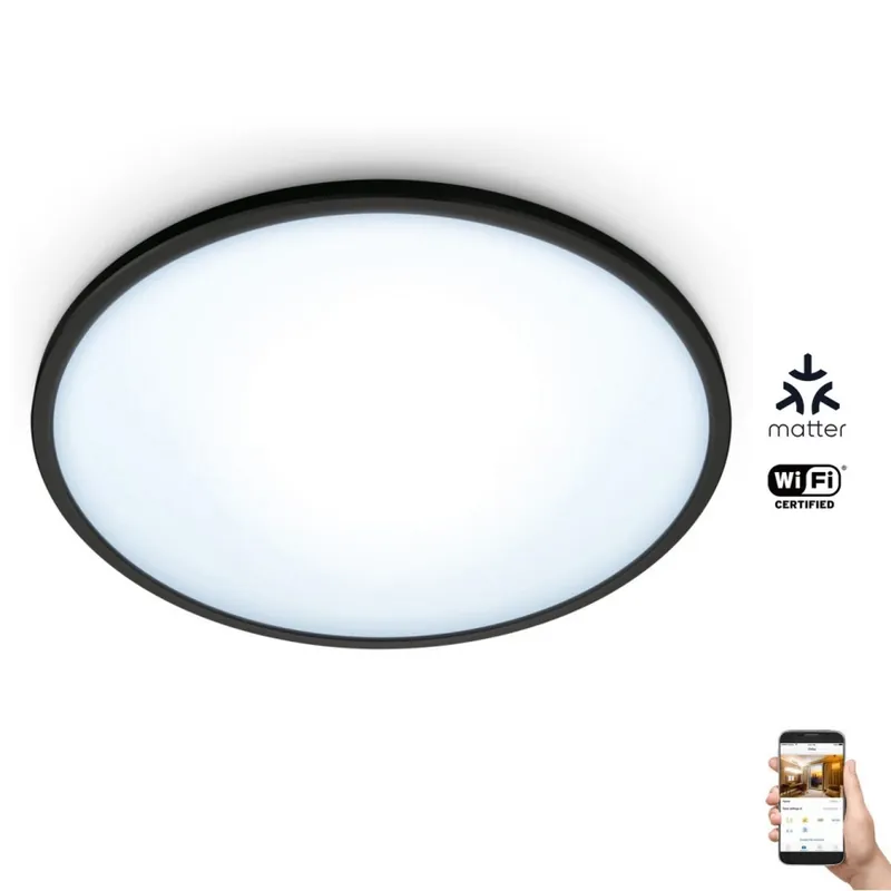 WiZ - LED Stmívatelné stropní svítidlo SUPERSLIM LED/16W/230V 2700-6500K Wi-Fi černá Cenový Hit
