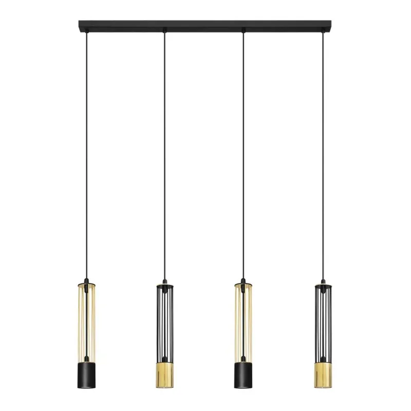 Výprodej LED Lustr na lanku BARS 4xGU10/4,8W/230V černá/zlatá